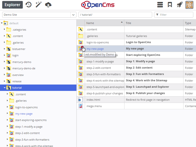Explorer (c) CC BY-NC-SA / Alkacon Software - http://alkacon.com Explorer